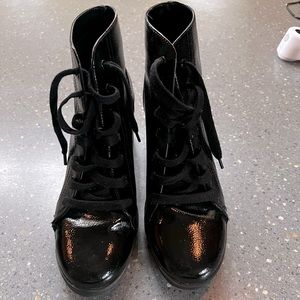 Lightly used heeled ankle lace up boots